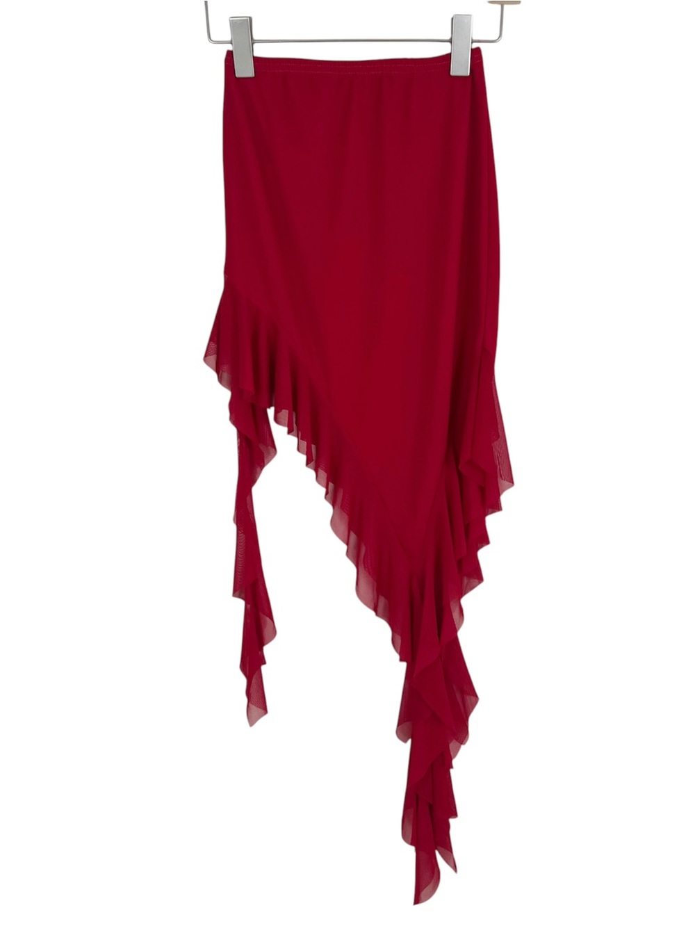 Pretty Little Thing Hanging Ruffle Pull On Mini Skirt In Red Size 0